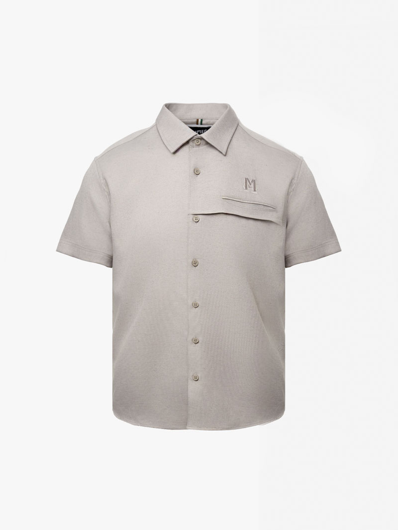 Ao So Mi Tui 2 Coi Theu Chu M Form Slimfit SM173 Mau Xam