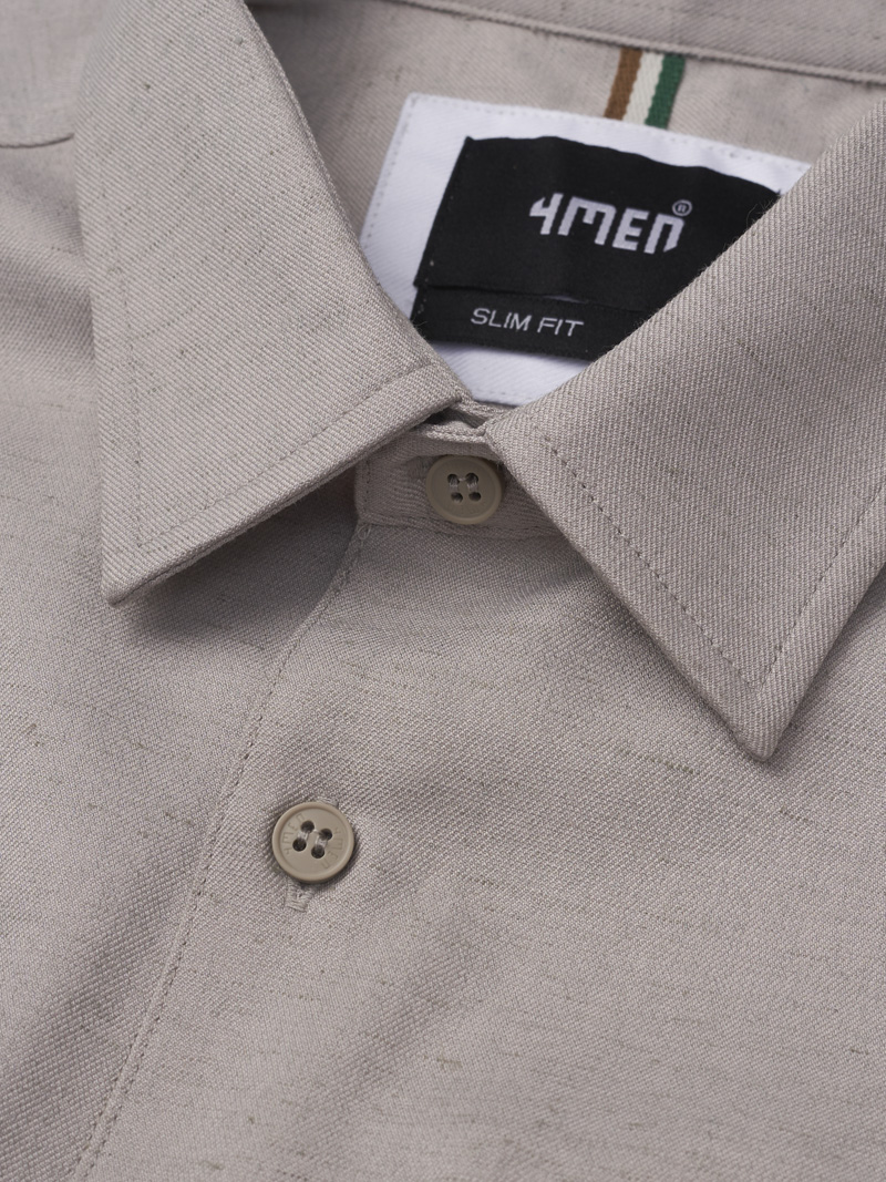 Ao So Mi Tui 2 Coi Theu Chu M Form Slimfit SM173 Mau Xam