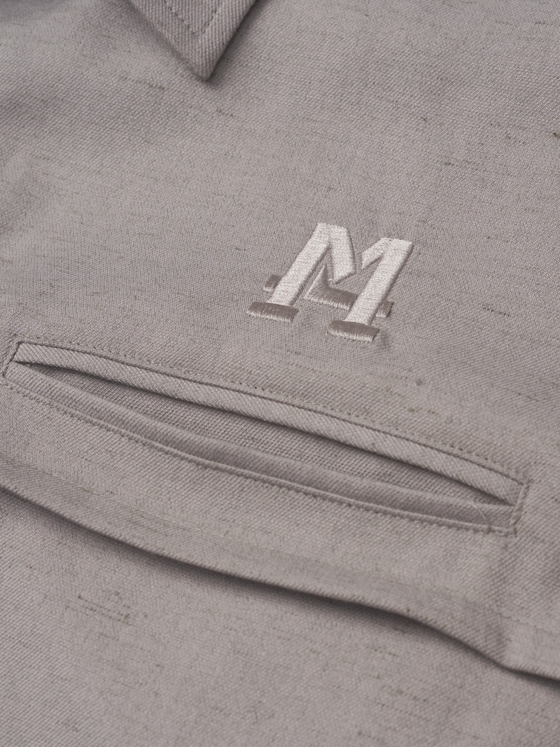 Ao So Mi Tui 2 Coi Theu Chu M Form Slimfit SM173 Mau Xam