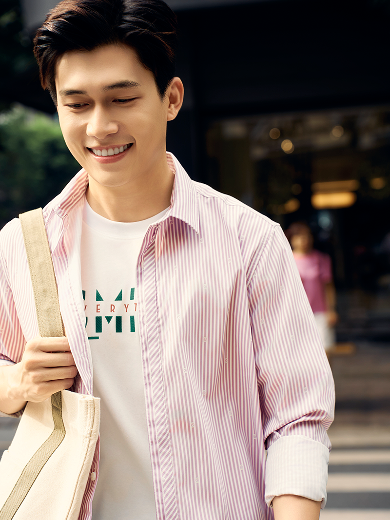 Ao So Mi Vai Modal In Hoa Tiet Soc Form Regular SM169 Soc Hong