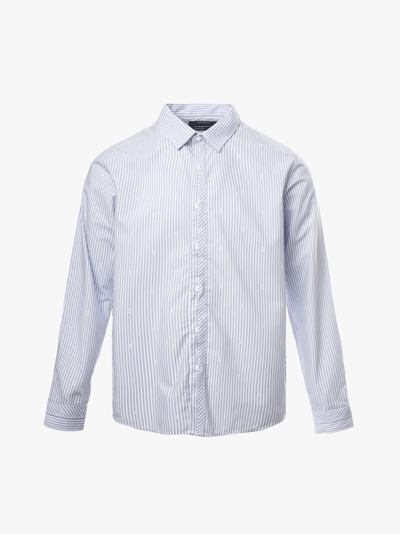 Ao So Mi Vai Modal In Hoa Tiet Soc Form Regular SM169 Soc Xanh Bien