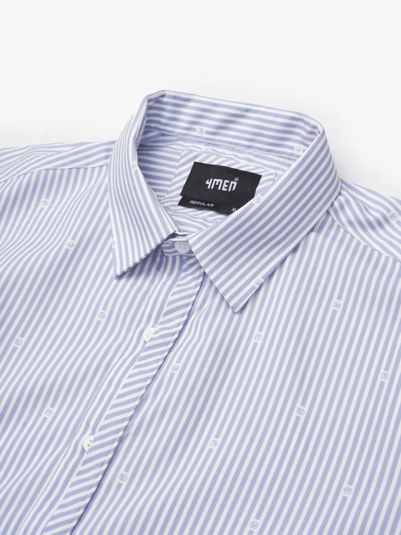 Ao So Mi Vai Modal In Hoa Tiet Soc Form Regular SM169 Soc Xanh Bien