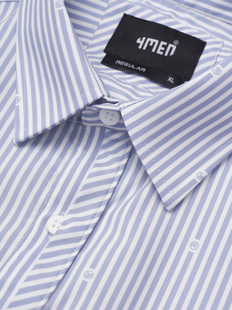 Ao So Mi Vai Modal In Hoa Tiet Soc Form Regular SM169 Soc Xanh Bien