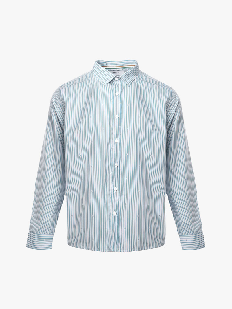 Ao So Mi Vai Modal In Hoa Tiet Soc Form Regular SM170 Soc Xanh