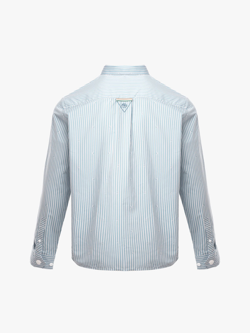 Ao So Mi Vai Modal In Hoa Tiet Soc Form Regular SM170 Soc Xanh