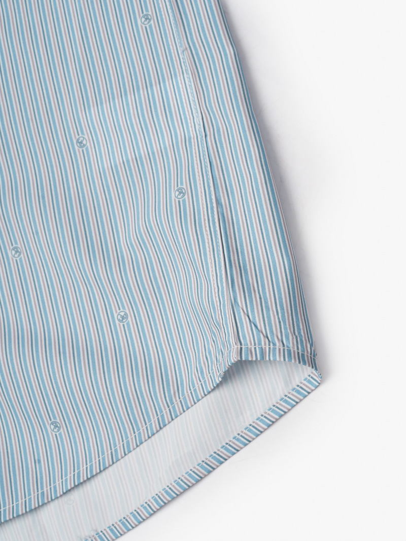 Ao So Mi Vai Modal In Hoa Tiet Soc Form Regular SM170 Soc Xanh