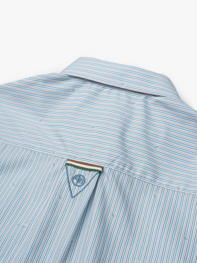 Ao So Mi Vai Modal In Hoa Tiet Soc Form Regular SM170 Soc Xanh