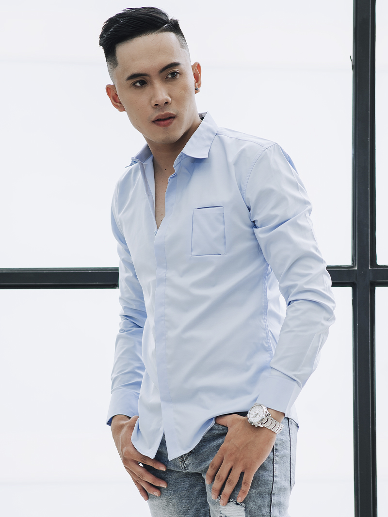 Ao So Mi Xanh Bien ASM1219