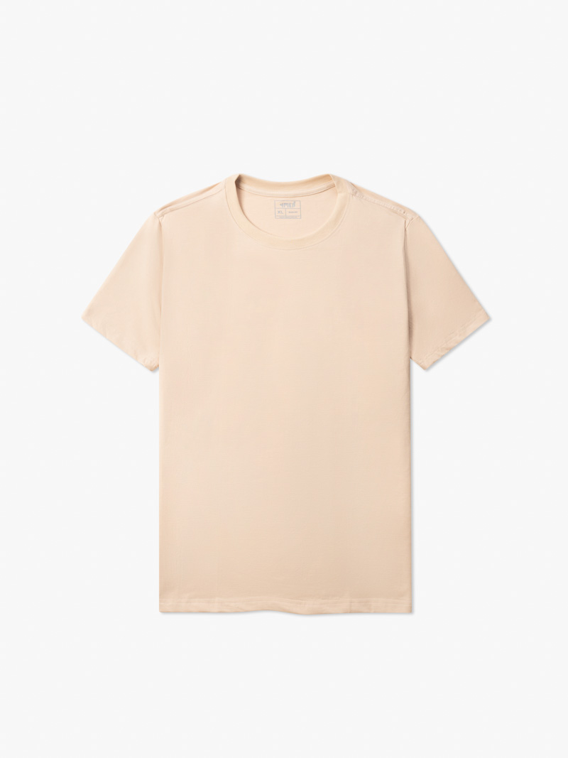 Ao Thun Co Tron Tron Form Slimfit AT132 Mau Be