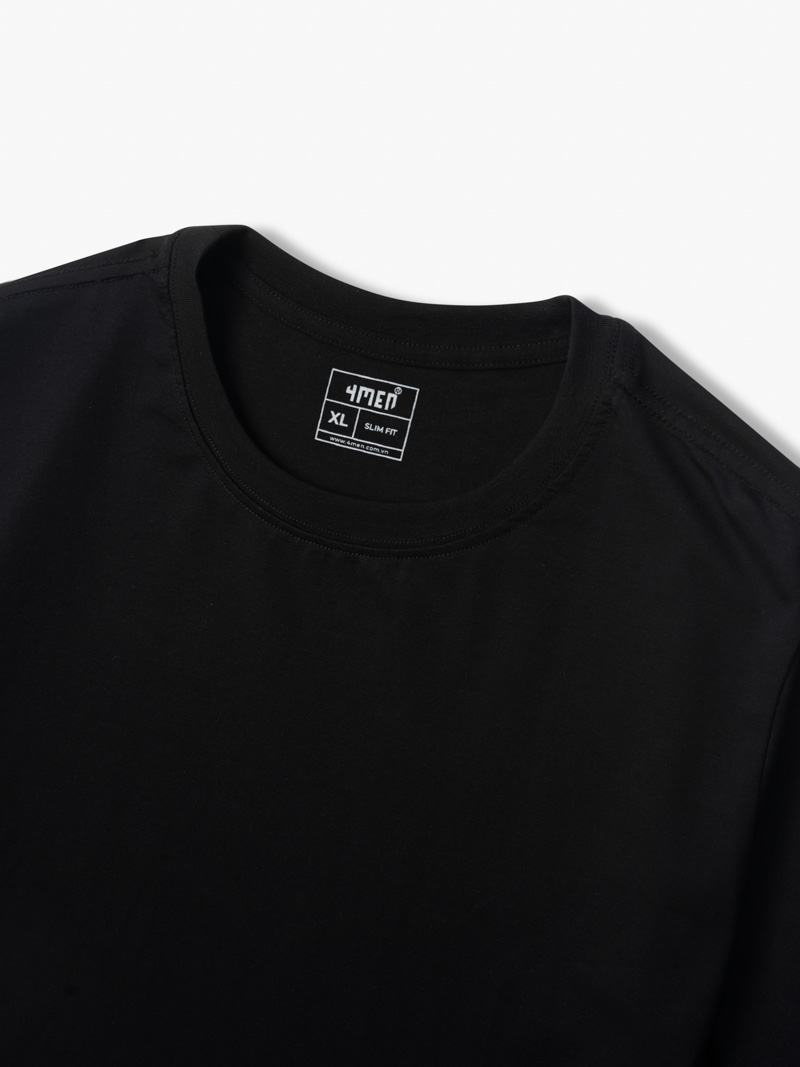 Ao Thun Co Tron Tron Form Slimfit AT132 Mau Den