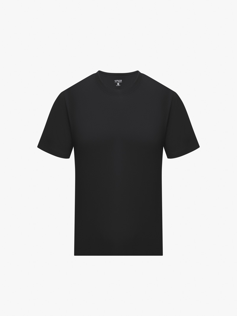 Ao Thun Co Tron Tron Form Slimfit AT132 Mau Den