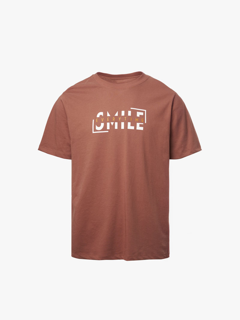 Ao Thun In Chu SMILE Form Regular AT160 Mau Nau