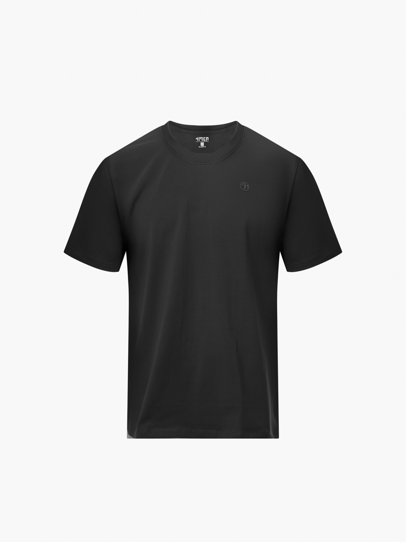Ao Thun In Logo Tron 4M Form Slimfit AT161 Mau Den
