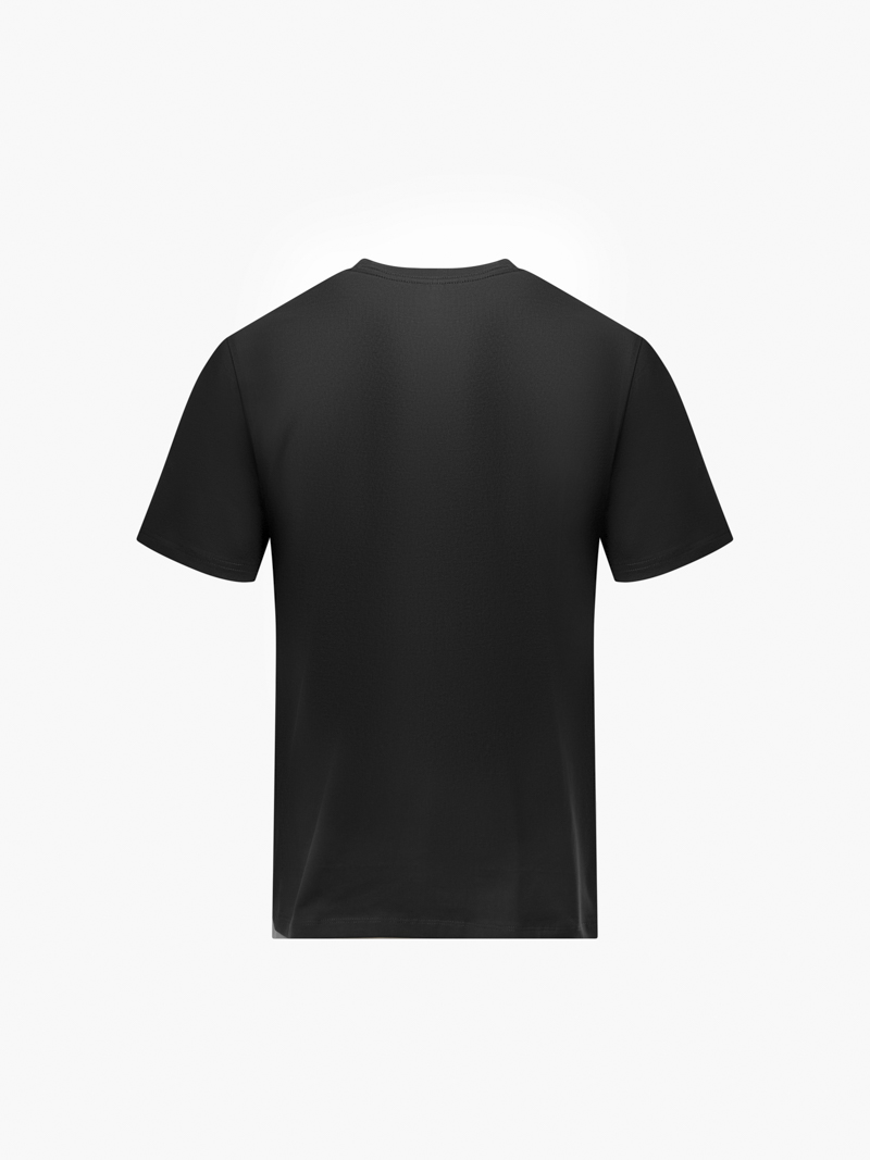 Ao Thun In Logo Tron 4M Form Slimfit AT161 Mau Den