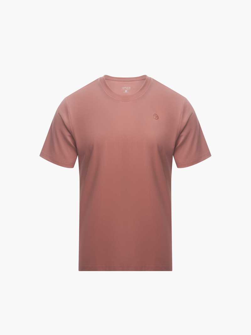 Ao Thun In Logo Tron 4M Form Slimfit AT161 Mau Hong