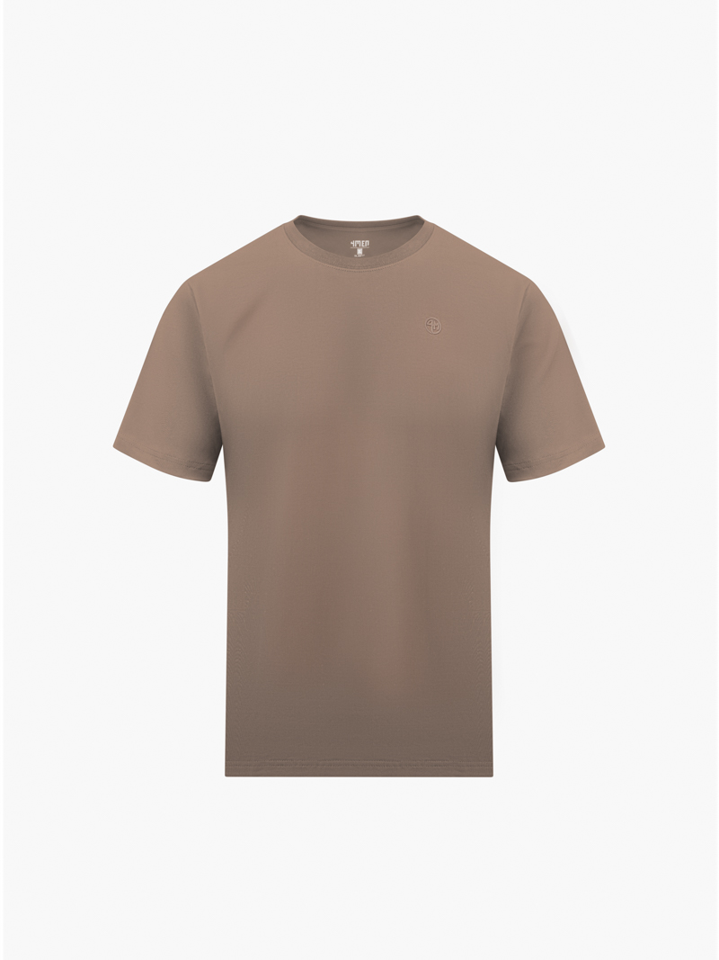 Ao Thun In Logo Tron 4M Form Slimfit AT161 Mau Nau Nhat