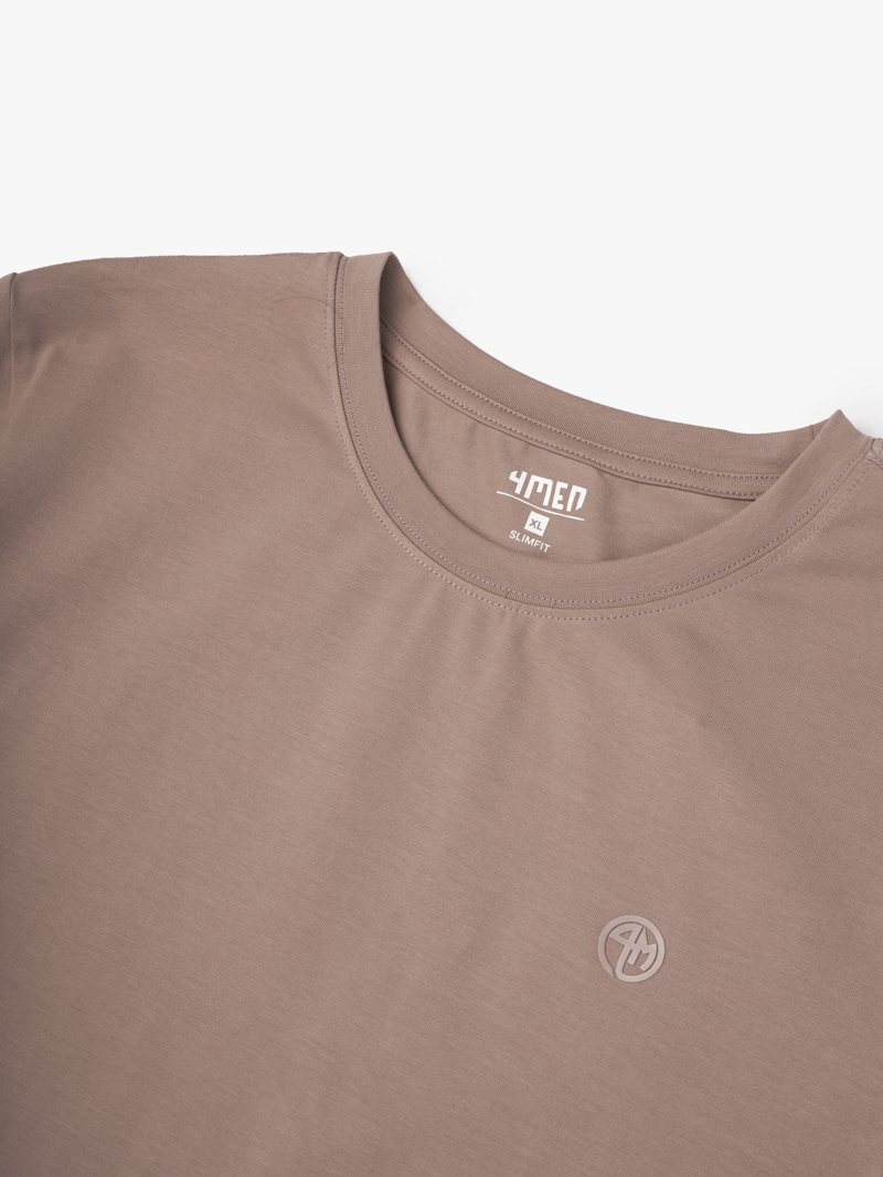 Ao Thun In Logo Tron 4M Form Slimfit AT161 Mau Nau Nhat