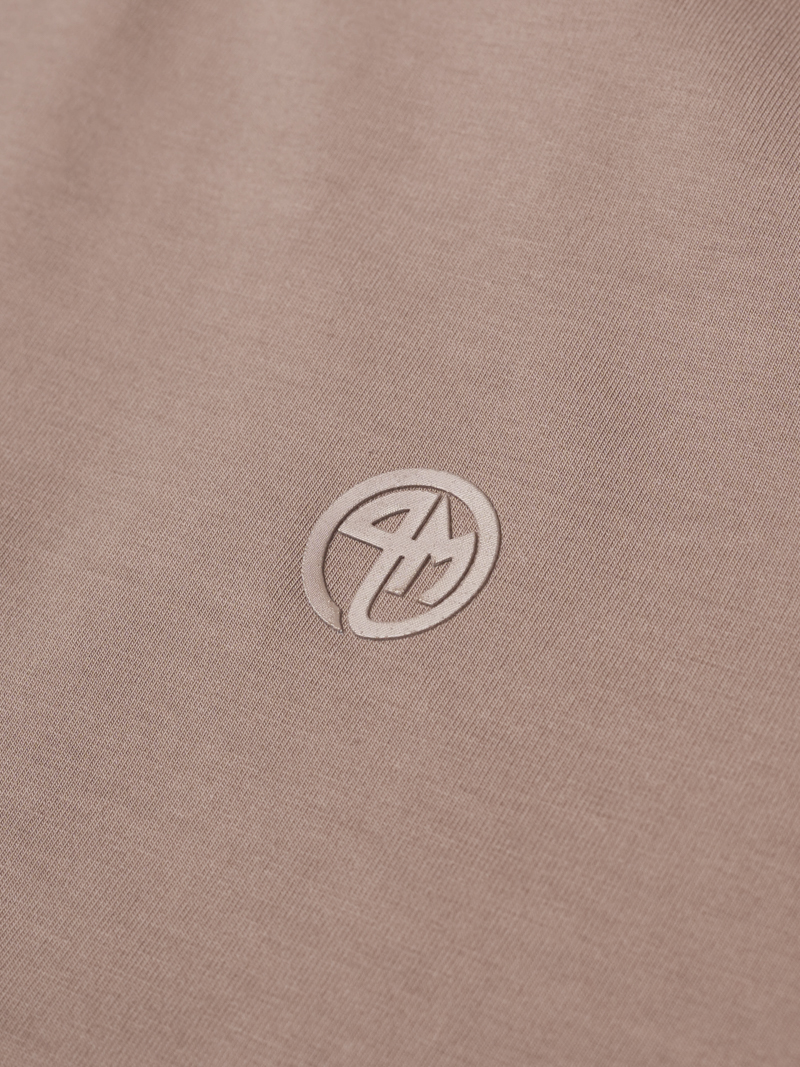 Ao Thun In Logo Tron 4M Form Slimfit AT161 Mau Nau Nhat