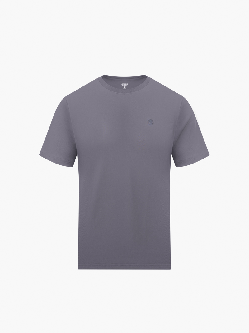 Ao Thun In Logo Tron 4M Form Slimfit AT161 Mau Xam
