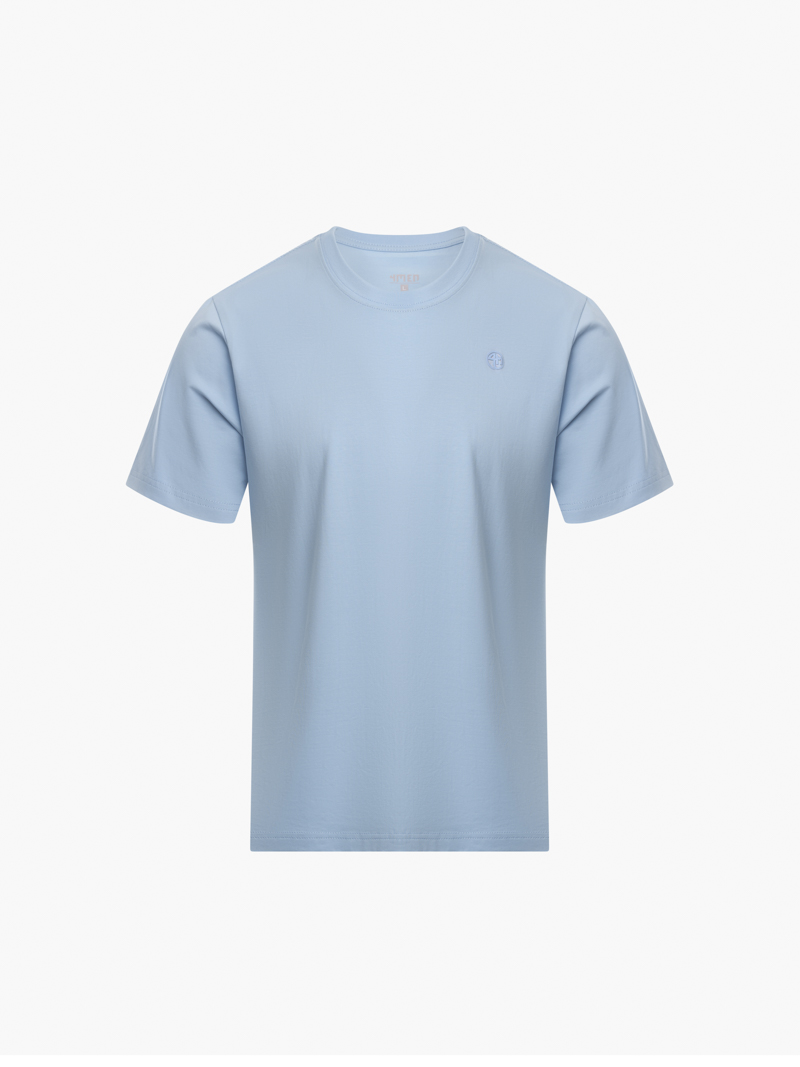 Ao Thun In Logo Tron 4M Form Slimfit AT161 Mau Xanh Da