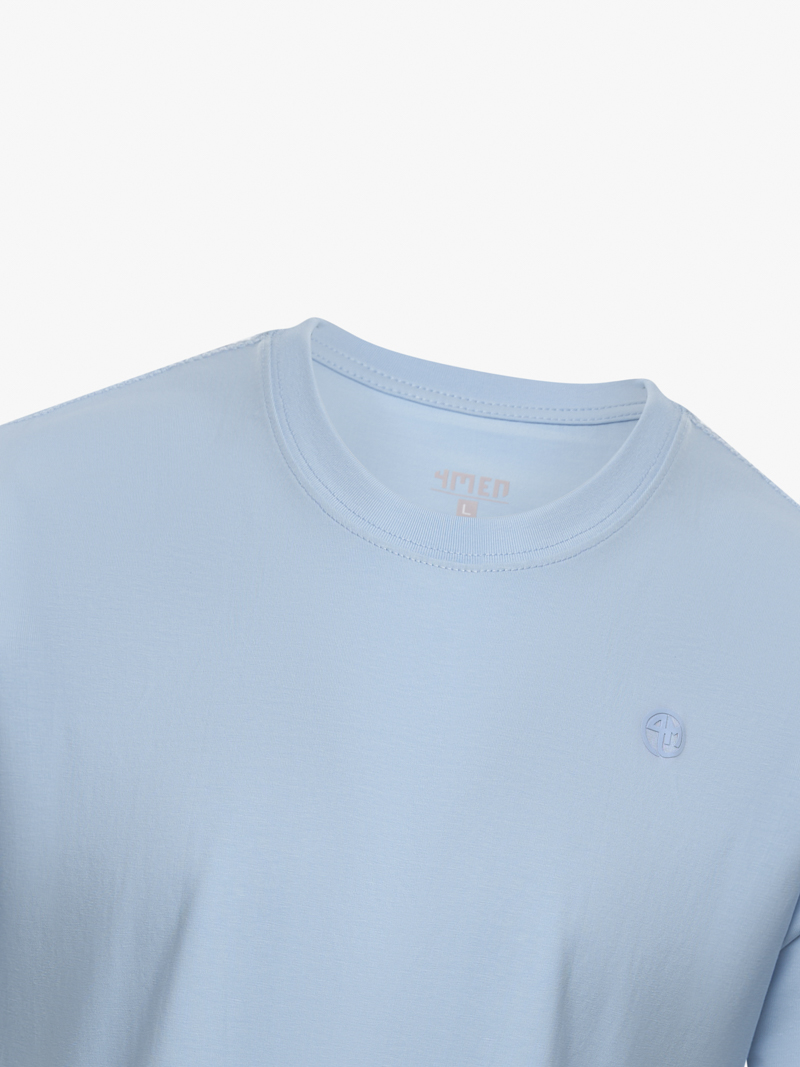 Ao Thun In Logo Tron 4M Form Slimfit AT161 Mau Xanh Da