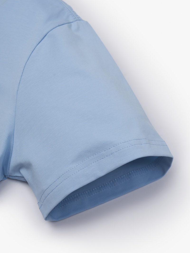 Ao Thun In Logo Tron 4M Form Slimfit AT161 Mau Xanh Da