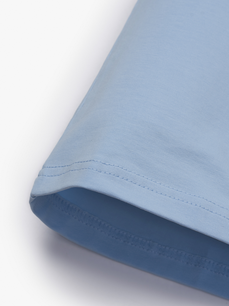 Ao Thun In Logo Tron 4M Form Slimfit AT161 Mau Xanh Da