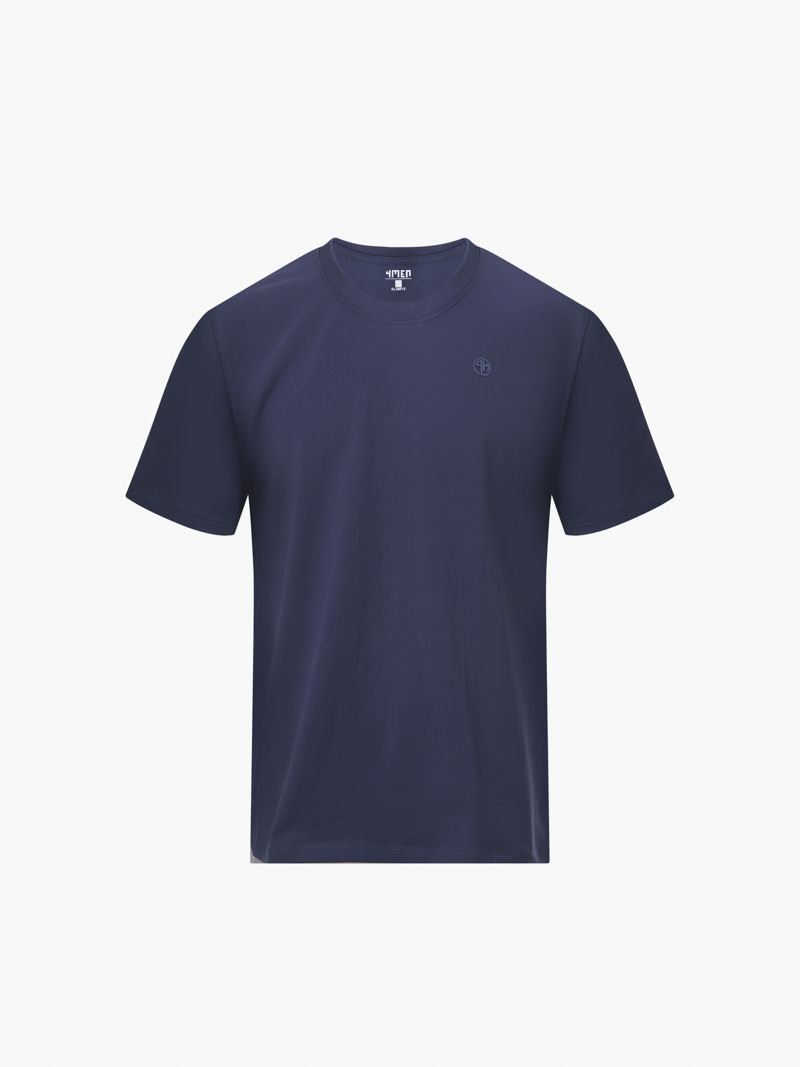 Ao Thun In Logo Tron 4M Form Slimfit AT161 Mau Xanh Den