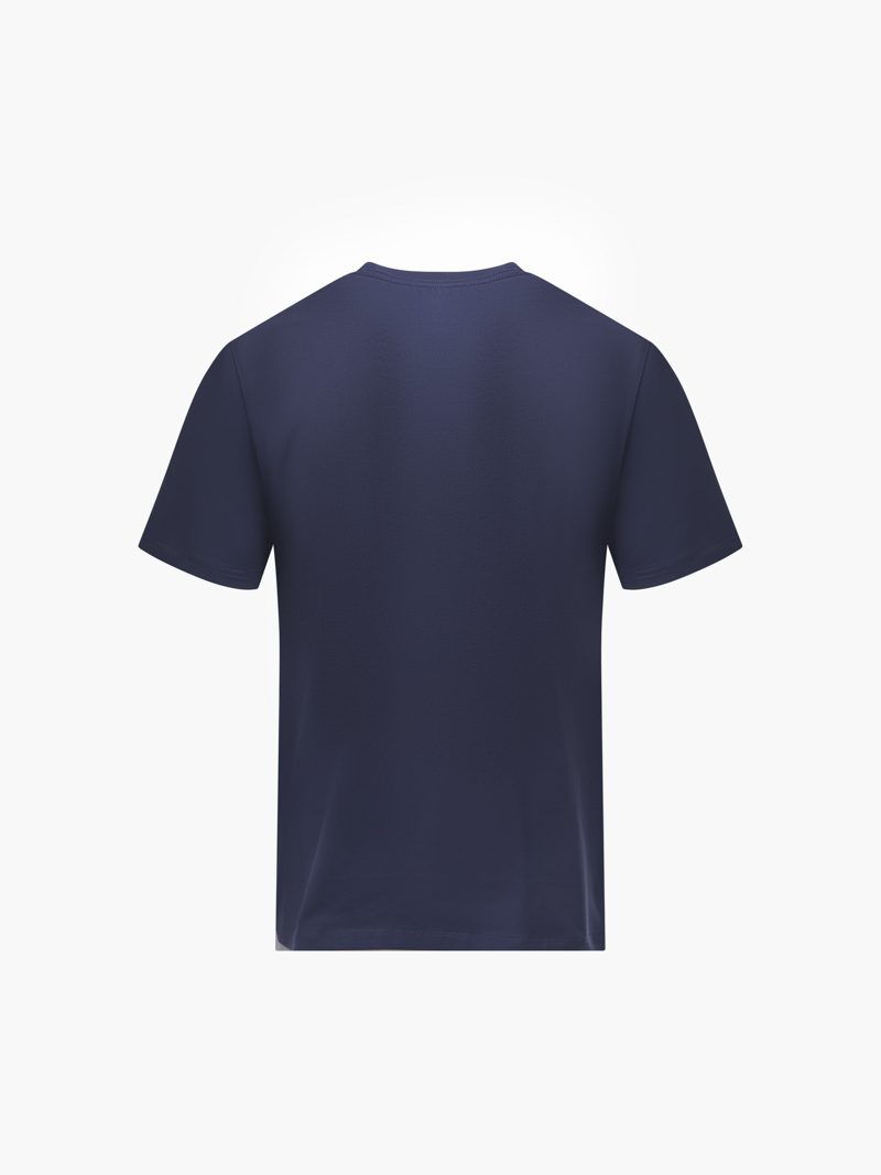 Ao Thun In Logo Tron 4M Form Slimfit AT161 Mau Xanh Den