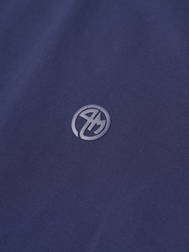 Ao Thun In Logo Tron 4M Form Slimfit AT161 Mau Xanh Den