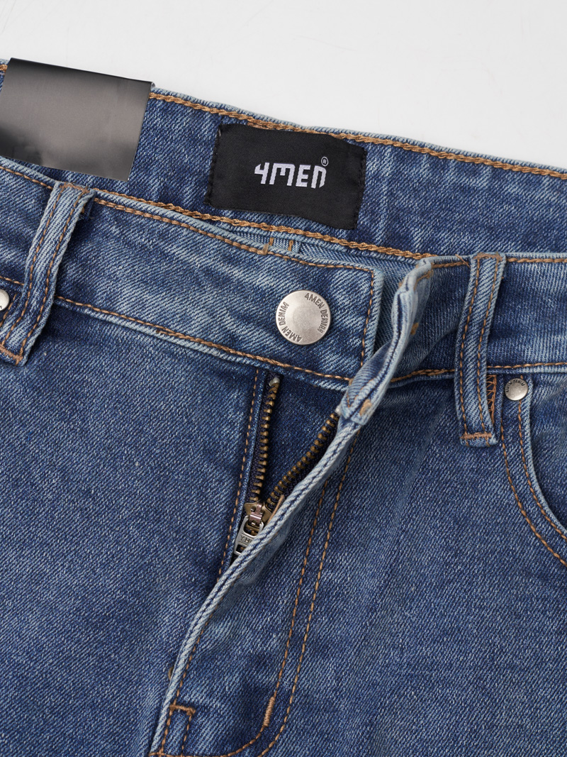 Quan Jeans Tui Dong Ho Kieu Trang Tri Day Soc Form Slimfit QJ103 Xanh Bien Dam