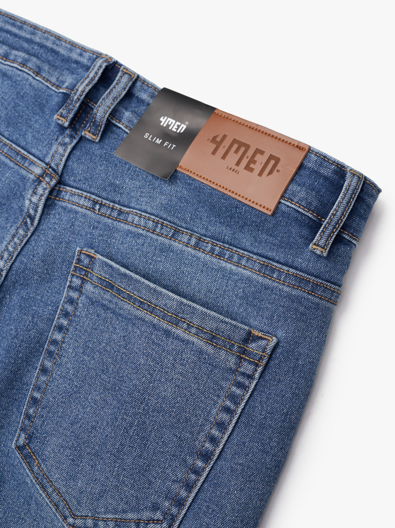 Quan Jeans Tui Dong Ho Kieu Trang Tri Day Soc Form Slimfit QJ103 Xanh Bien Dam