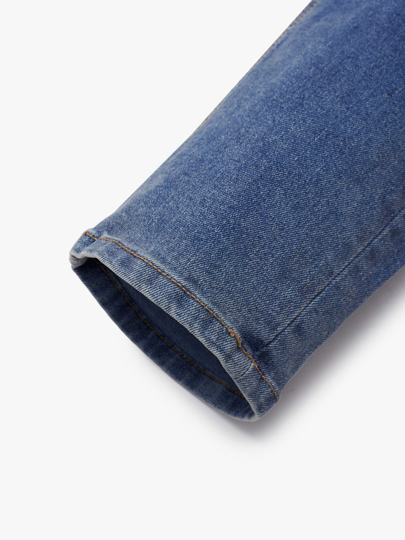 Quan Jeans Tui Dong Ho Kieu Trang Tri Day Soc Form Slimfit QJ103 Xanh Bien Dam
