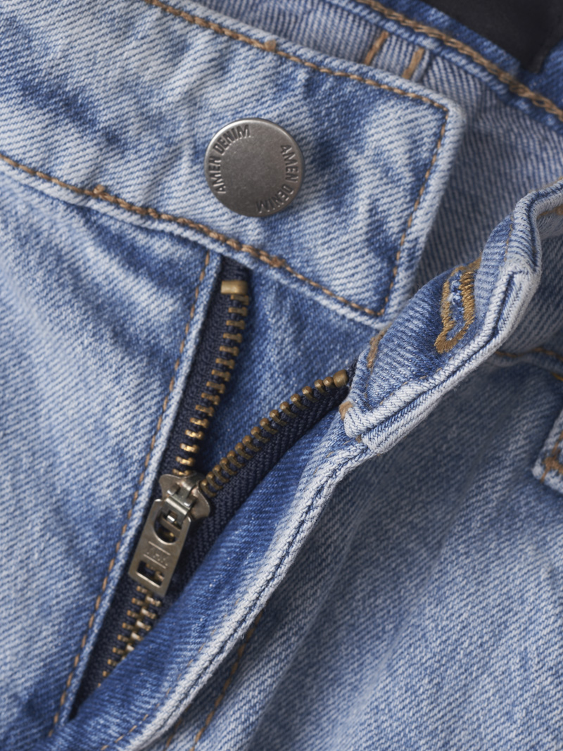 Quan Jeans Xanh Wash Laser Tui Sau Form SlimCropped QJ092