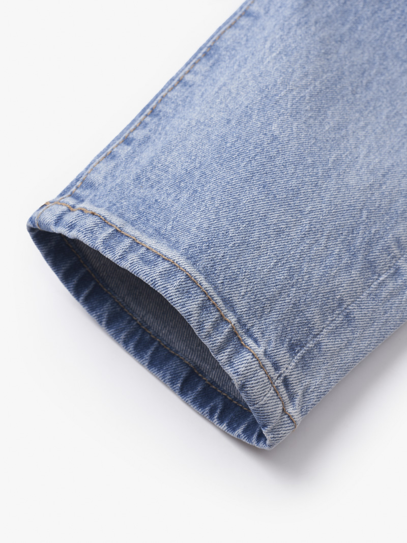 Quan Jeans Xanh Wash Laser Tui Sau Form SlimCropped QJ092