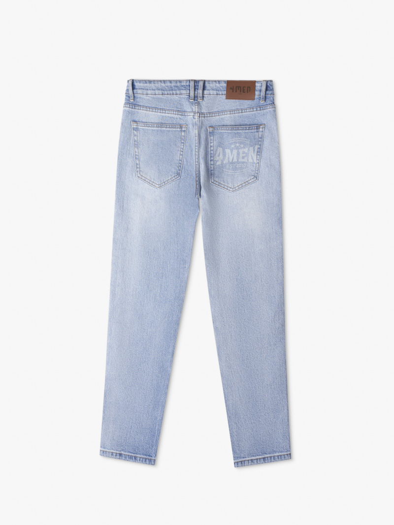 Quan Jeans Xanh Wash Laser Tui Sau Form SlimCropped QJ092