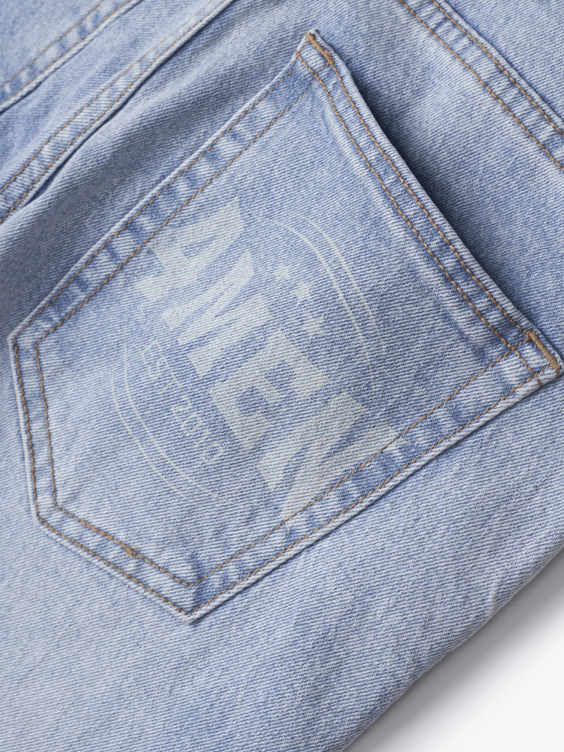 Quan Jeans Xanh Wash Laser Tui Sau Form SlimCropped QJ092