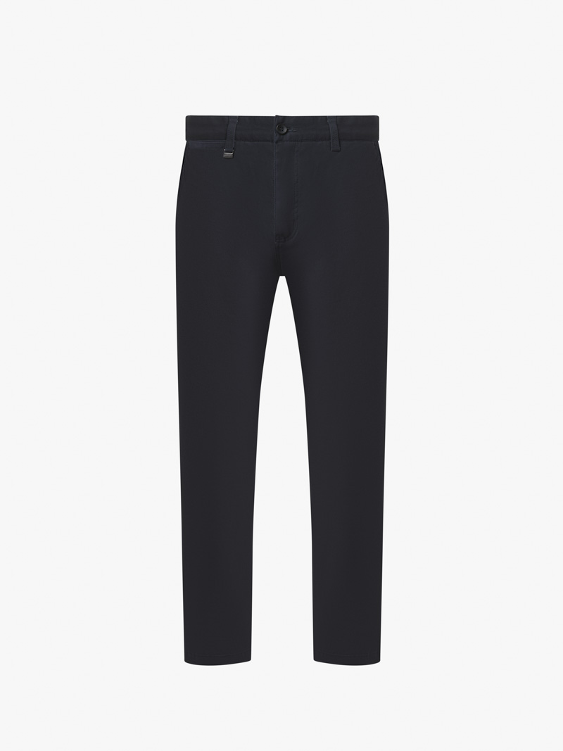 Quan Kaki Tron Signature Gan Tag Kim Loai Form Slimfit QK028 Mau Xanh Den