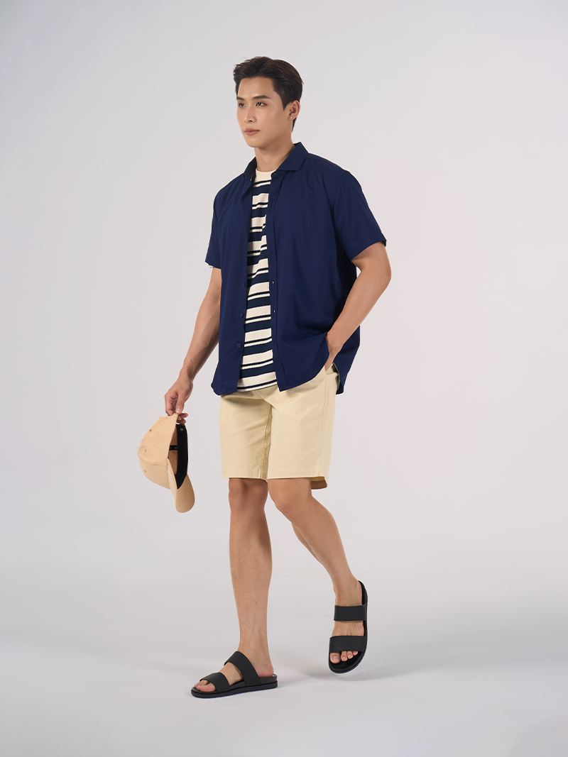 Quan Short Kaki Tui Nho Kieu Form Regular QS054 Mau Kem