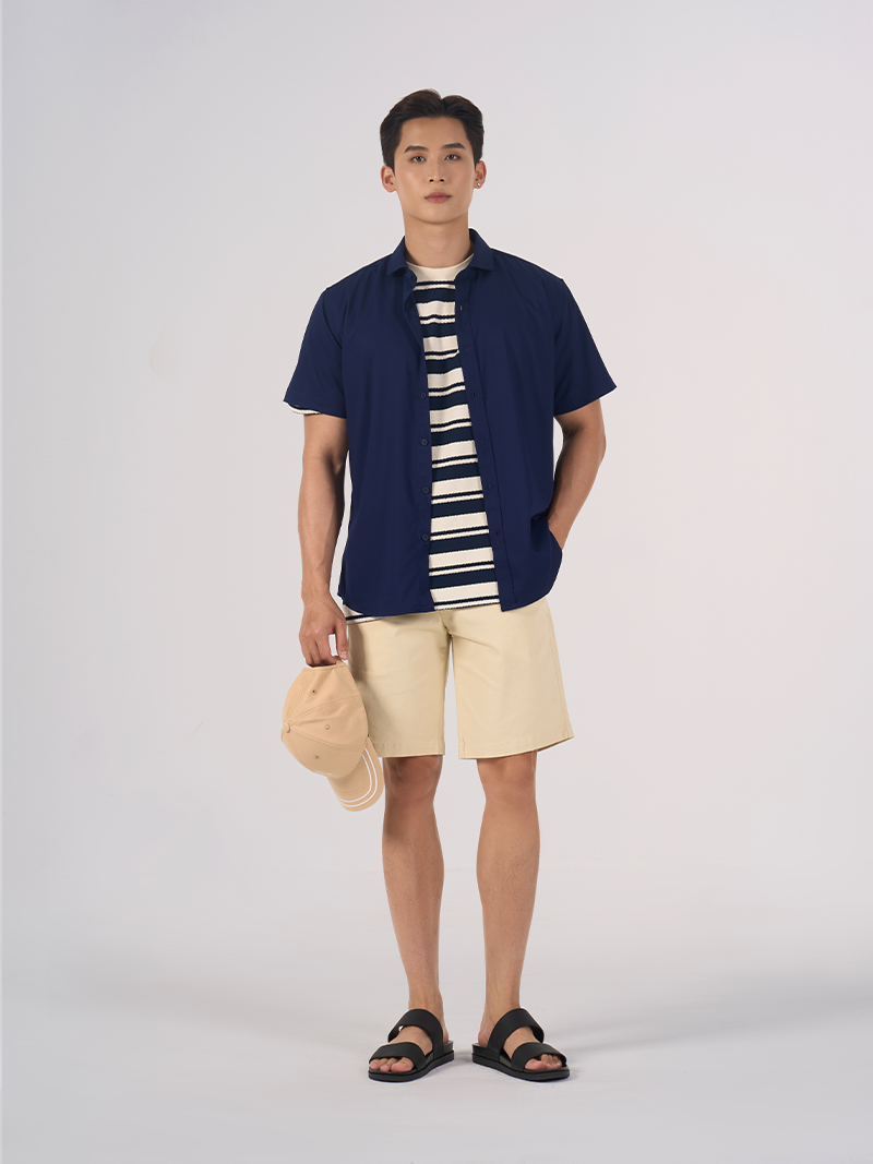 Quan Short Kaki Tui Nho Kieu Form Regular QS054 Mau Kem
