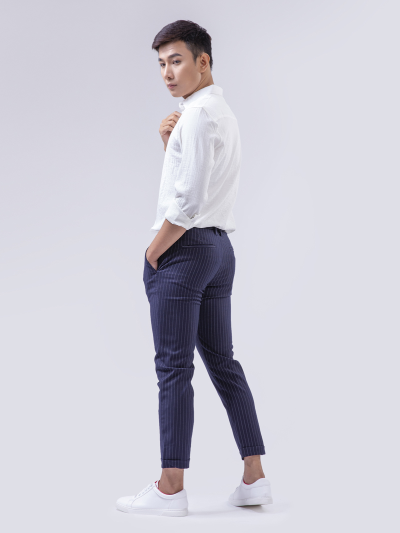 Quan Tay Ke Soc Form SlimCropped QT150 Mau Xanh Den
