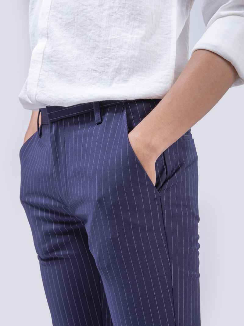 Quan Tay Ke Soc Form SlimCropped QT150 Mau Xanh Den