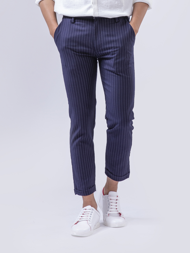 Quan Tay Ke Soc Form SlimCropped QT150 Mau Xanh Den