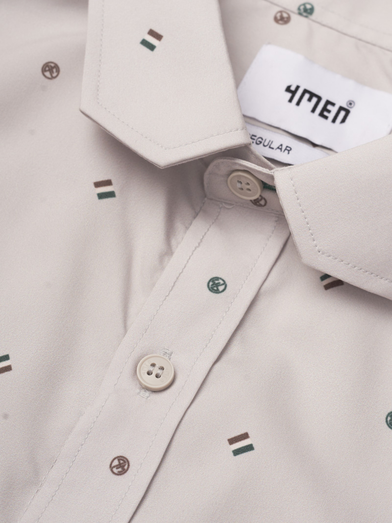 Ao So Mi Vai Modal In Hoa Tiet Cham Bi Form Regular SM168 Mau Be