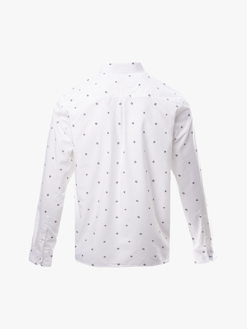 Ao So Mi Vai Modal In Hoa Tiet Cham Bi Form Regular SM168 Mau Trang