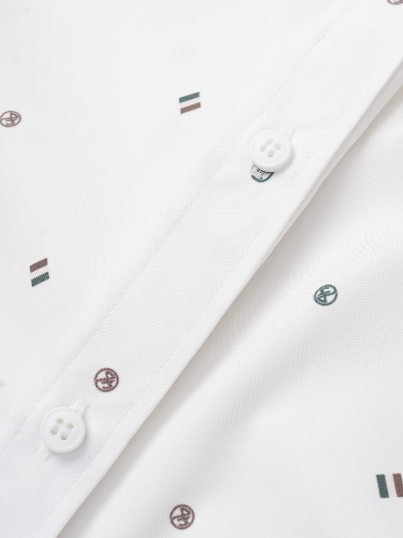 Ao So Mi Vai Modal In Hoa Tiet Cham Bi Form Regular SM168 Mau Trang