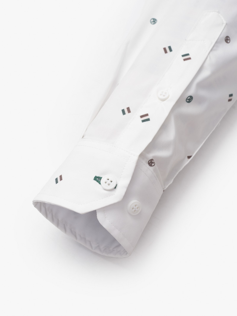 Ao So Mi Vai Modal In Hoa Tiet Cham Bi Form Regular SM168 Mau Trang