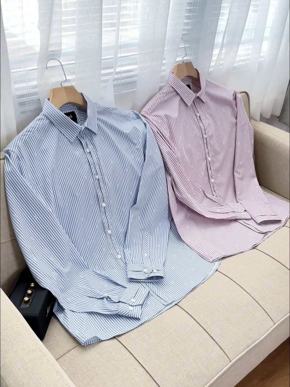 Ao So Mi Vai Modal In Hoa Tiet Soc Form Regular SM169 Soc Xanh Bien