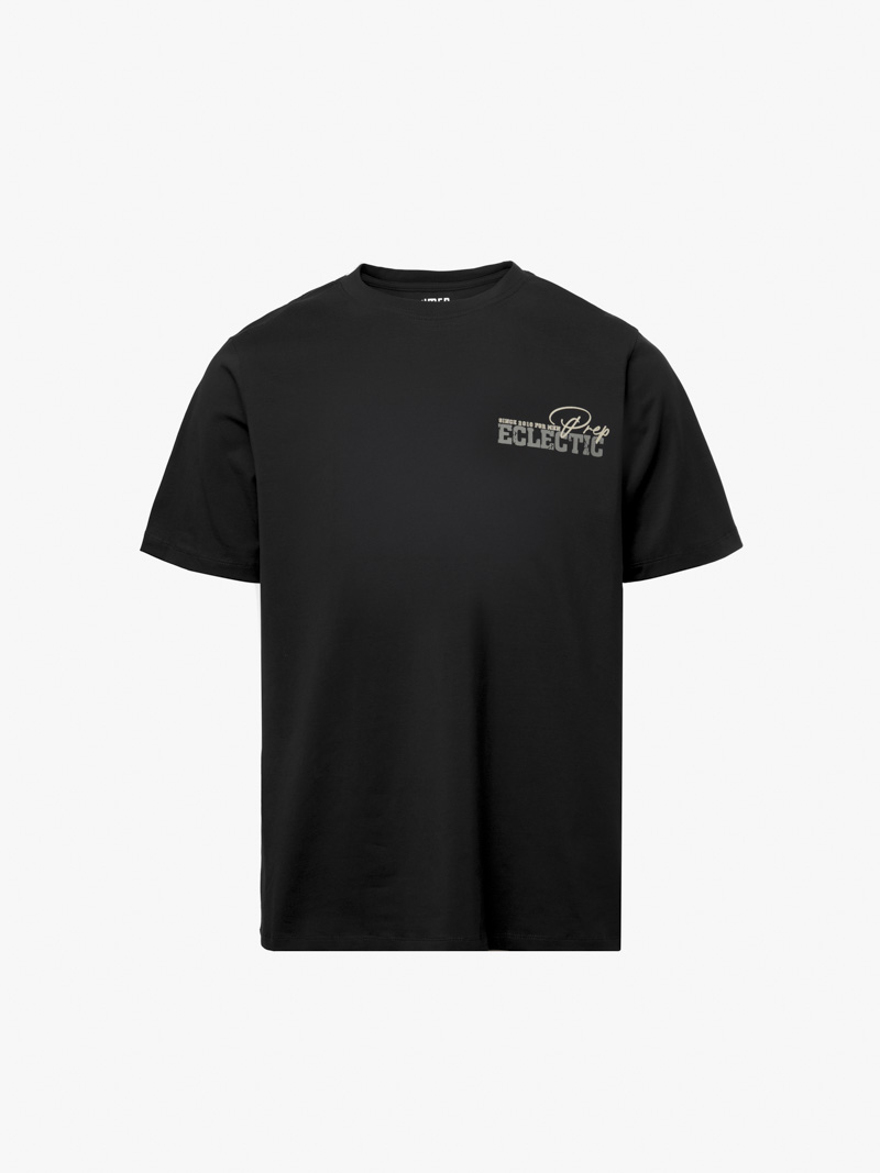 Ao Thun Co Tron In Chu Eclectic Prep Form Regular AT164 Mau Den