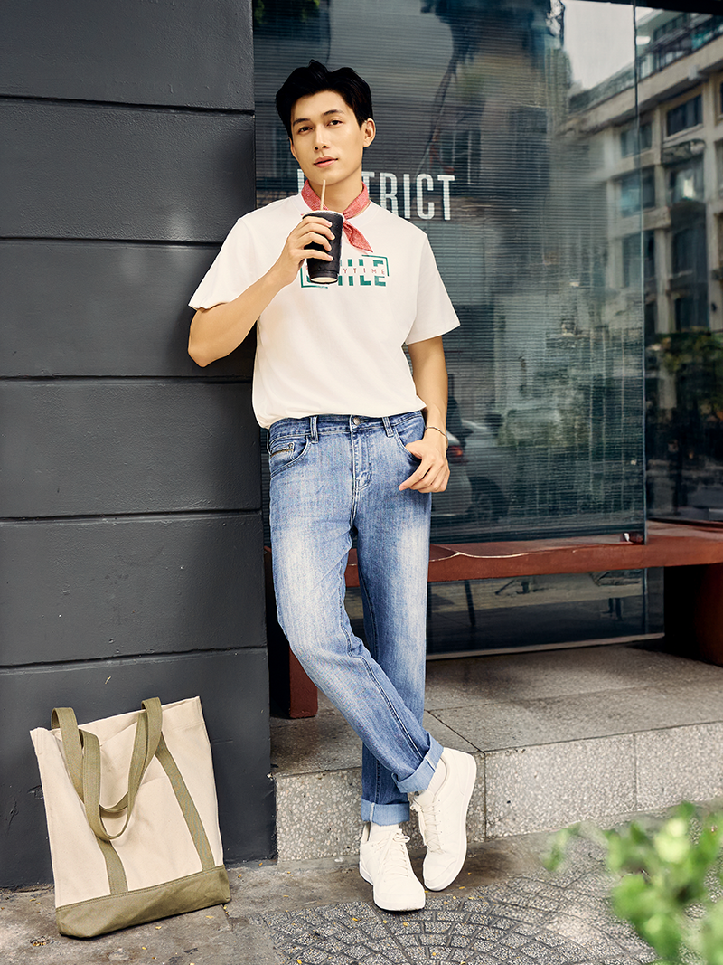 Quan Jean Theu Chu M Form Slimfit QJ111 Mau Xanh Bien